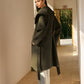 Large Collar Belted Tweed Coat