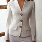 V-Neck Metal Button Petite Blazer