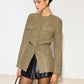 Crew Neck Button Down Tweed Coat