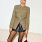 Crew Neck Button Down Tweed Coat