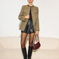 Crew Neck Button Down Tweed Coat