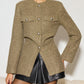 Crew Neck Button Down Tweed Coat