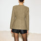 Crew Neck Button Down Tweed Coat