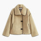 Contrast Piping Shift Minky Coat