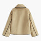 Contrast Piping Shift Minky Coat