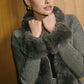Fox Fur Panel Wool-Blend Knit Outerwear