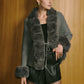 Fox Fur Panel Wool-Blend Knit Outerwear