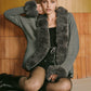 Fox Fur Panel Wool-Blend Knit Outerwear