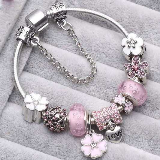 Elegant Vintage Pink Silver Bracelets