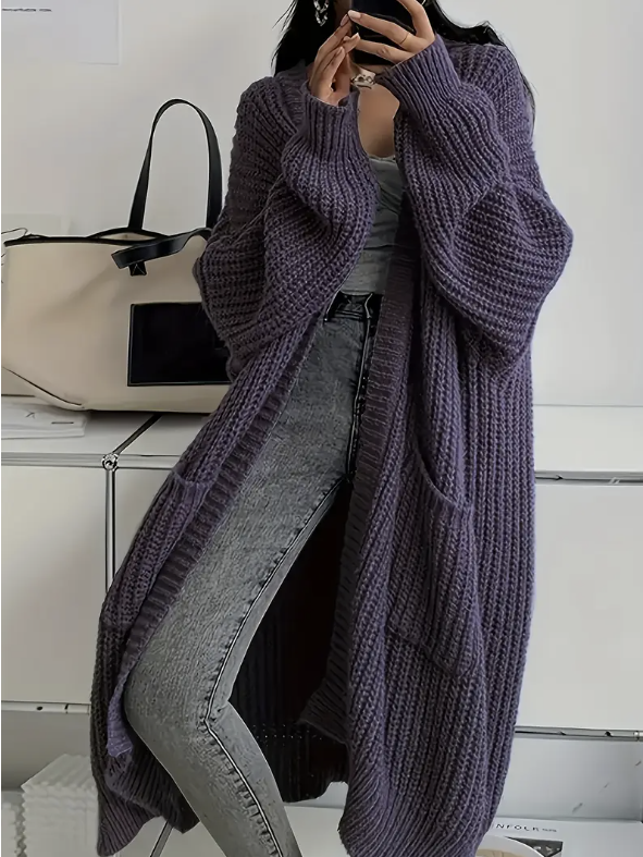 Elegant Women’s Long-Sleeve Knit Cardigan