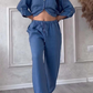 CLAUDINE - Two-piece set with trousers in cotton and linen