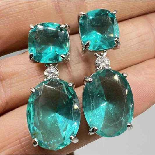 Chic Boho Earrings Featuring Dazzling Turquoise Crystals Set in Premium Sterling Silver