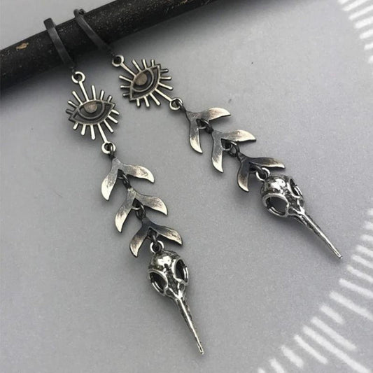 Chic Silver Bohemian Mask Pendant Earrings for a Stylish Touch