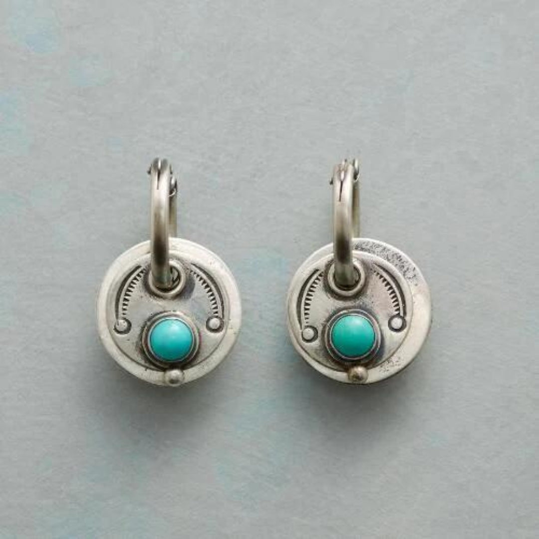 Stunning Boho Earrings Adorned with Bright Turquoise Gems in Luxurious Silver