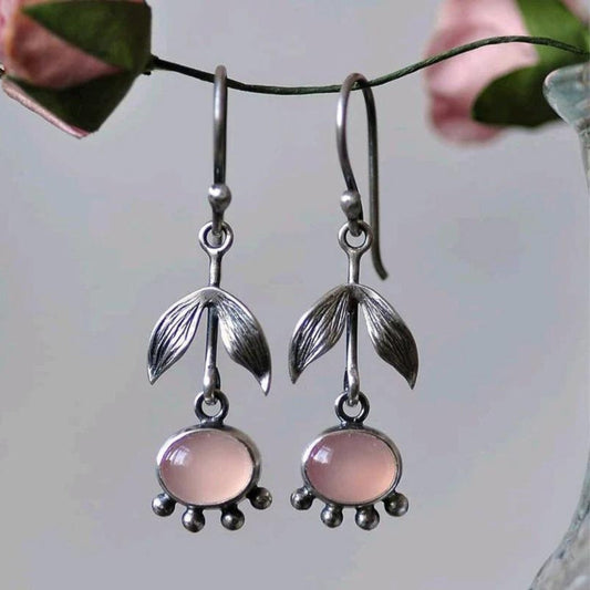 Chic Bohemian Quartz Earrings Featuring a Stylish Silver Pendant