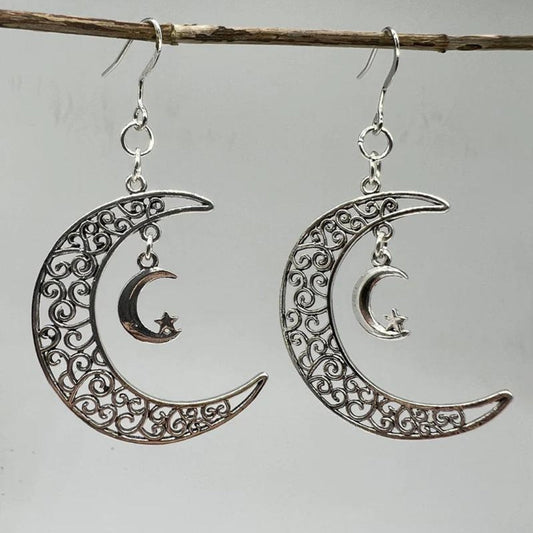 Chic Silver Crescent Moon Earrings