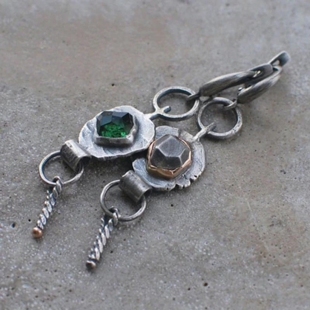 Stunning Two-Tone Boho Earrings Adorned with Sparkling Zirconia in Luxe Silver