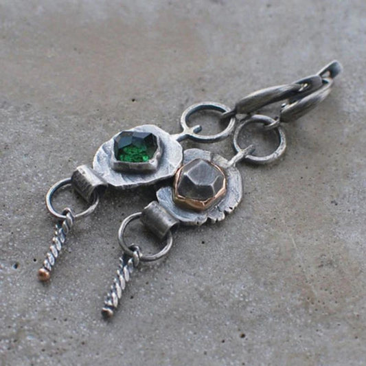 Stunning Two-Tone Boho Earrings Adorned with Sparkling Zirconia in Luxe Silver