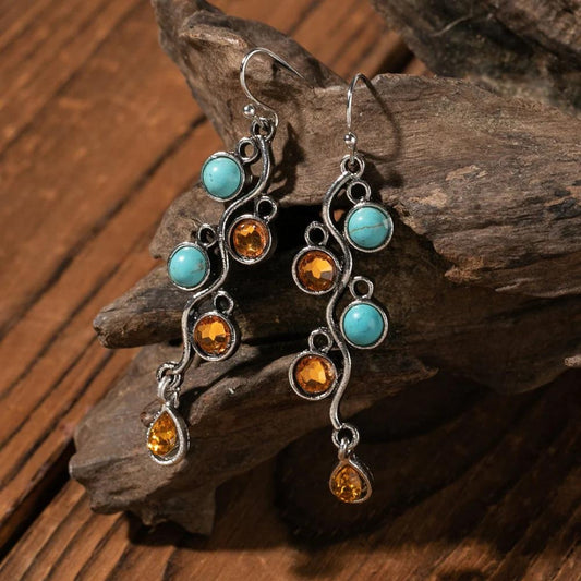 Chic Boho Silver Earrings Adorned with Dazzling Zirconia and Luminous Opal