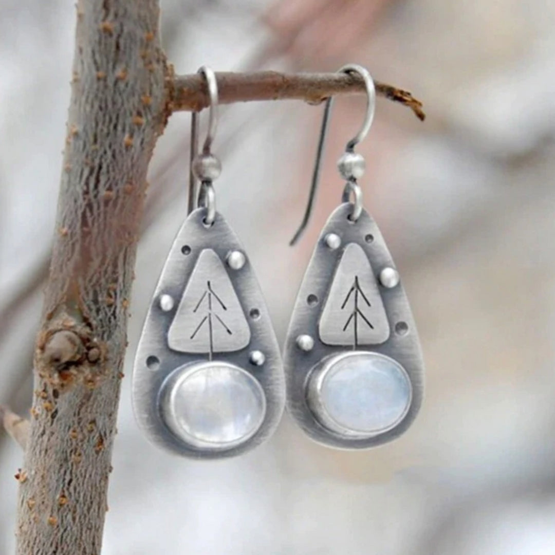 Chic Bohemian Earrings Featuring Radiant White Opal in Exquisite Silver Design