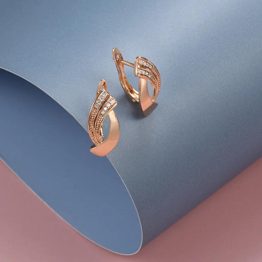 Stunning Rose Gold Earrings Adorned with Dazzling Zirconia Stones