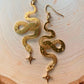 Stunning Gold Earrings Featuring a Dazzling Star Snake Pendant