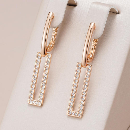 Dazzling Gold Rectangular Earrings with Elegant Shine