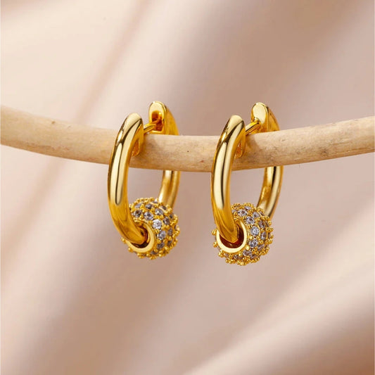 Glamorous Golden Shine Ball Earrings