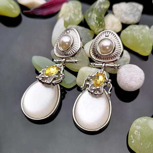 Exquisite Vintage Earrings in Luminous White