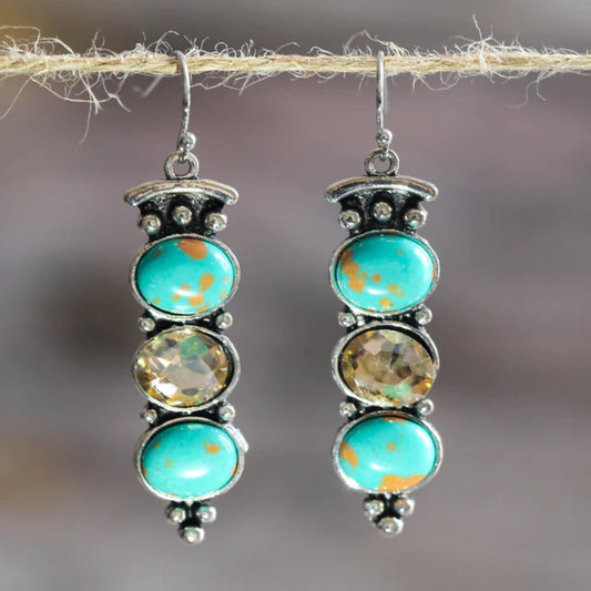 Chic Vintage Turquoise Drop Earrings for a Timeless Look