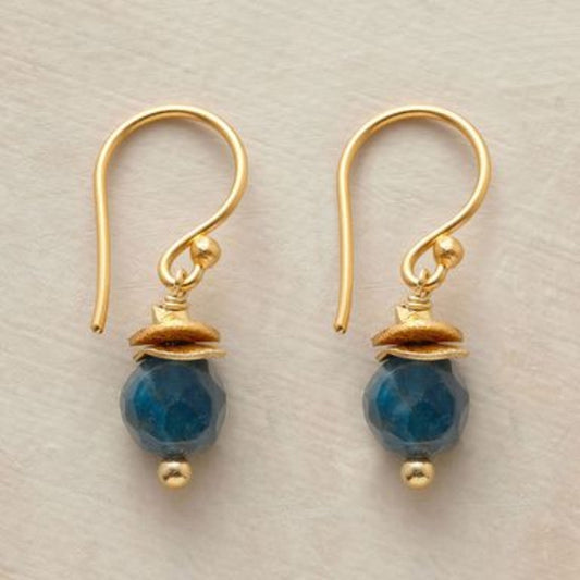 Chic Vintage Gold Earrings Featuring a Stunning Blue Lantern Design