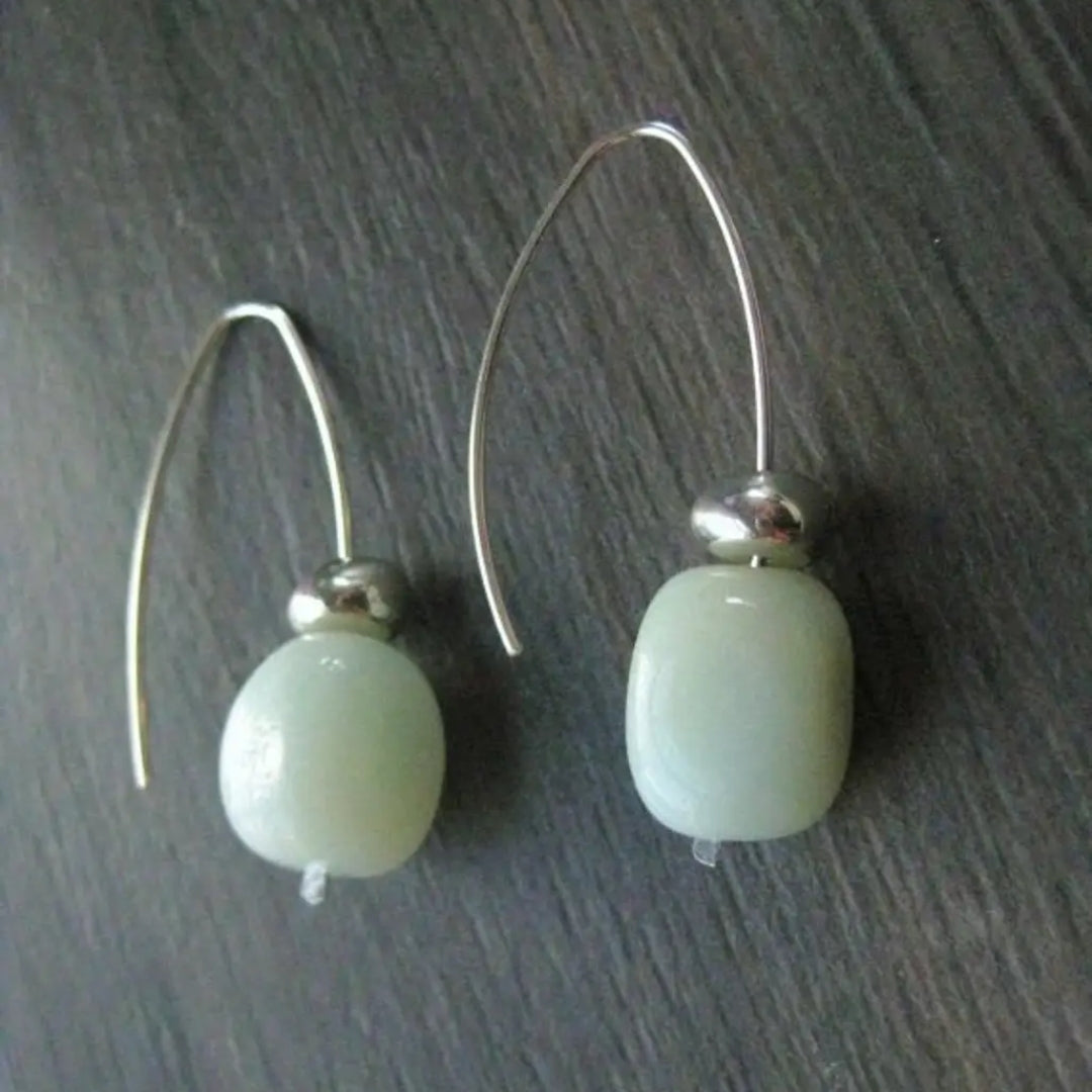 Chic Vintage Silver Earrings Accented with Stunning Green Gemstone