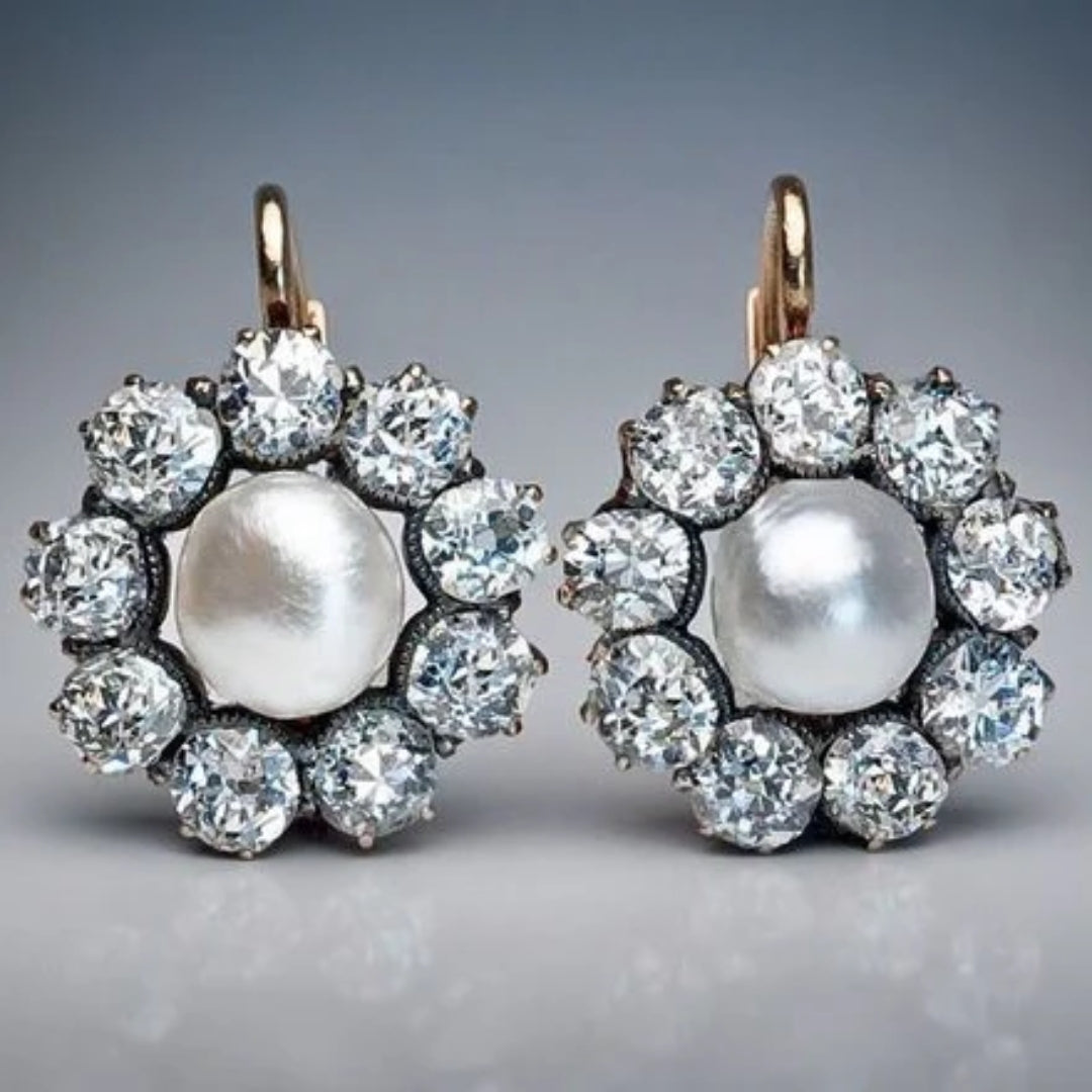 Charming Vintage Pearl and Mandala Crystal Earrings for a Touch of Elegance