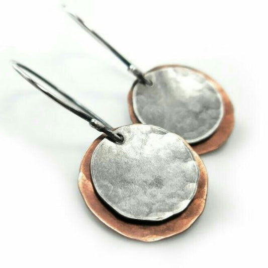 Chic Vintage-Style Silver and Bronze Earrings