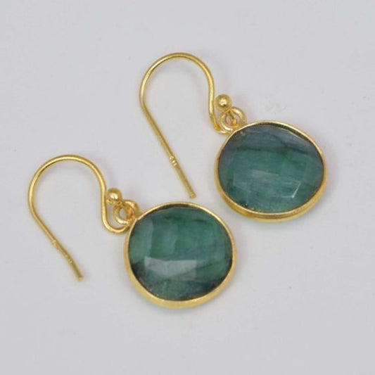 Chic Vintage Green Glass Earrings with Stunning Gold Accents