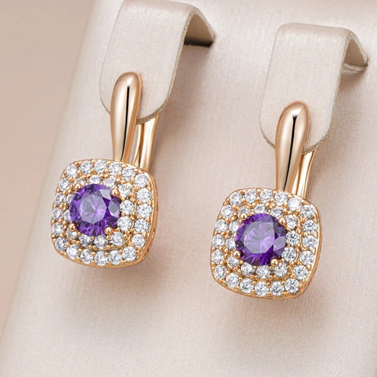 Glamorous Purple Glitter Earrings with Luxe Gold Highlights