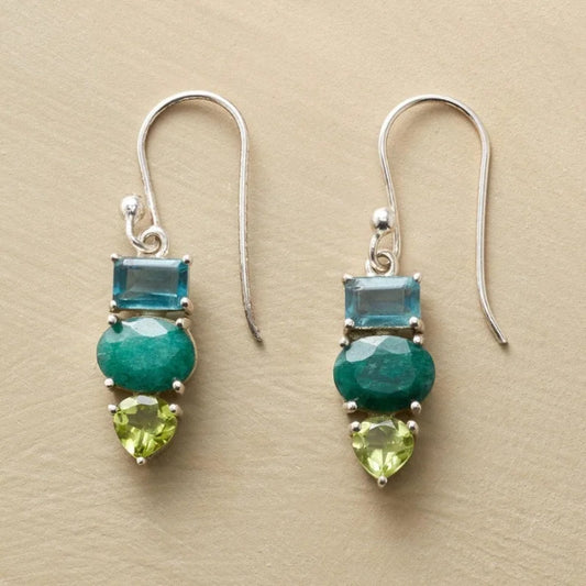 Stunning Vintage Greenstone and Silver Earrings