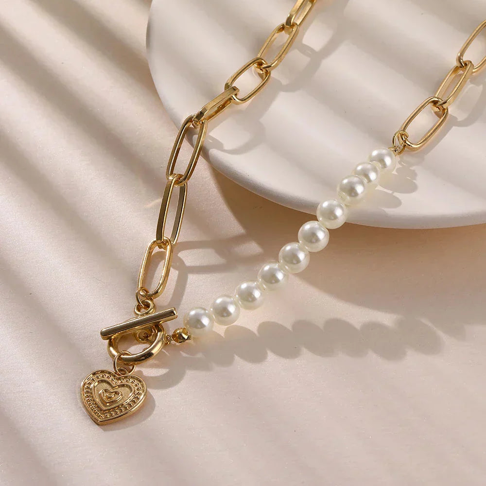 Elegant golden heart pendant with sparkling beads