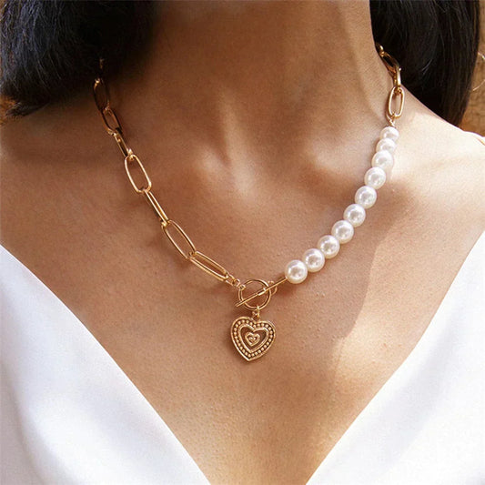 Elegant golden heart pendant with sparkling beads