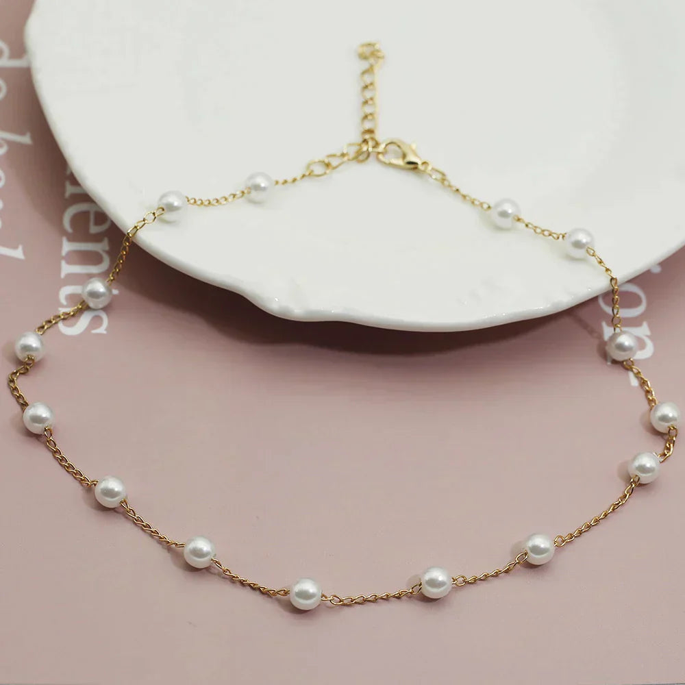 Elegant Golden Pearl Necklace