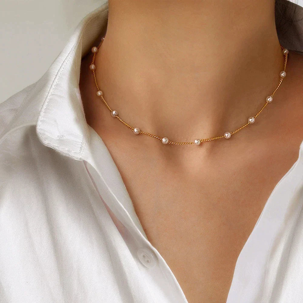 Elegant Golden Pearl Necklace