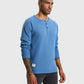 Waffle Henley Long Sleeve T-Shirt New
