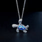 Necklace with sea turtle motif and sparkling blue opal