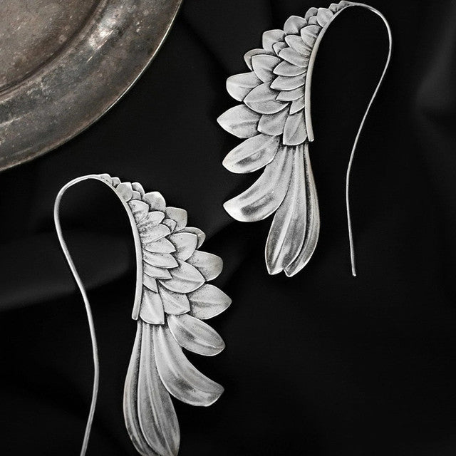 Stunning Vintage Silver Earrings with Graceful Wing Motif