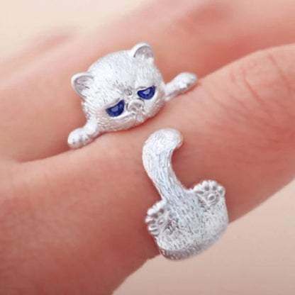 Adjustable Cat Ring in 925 Sterling Silver