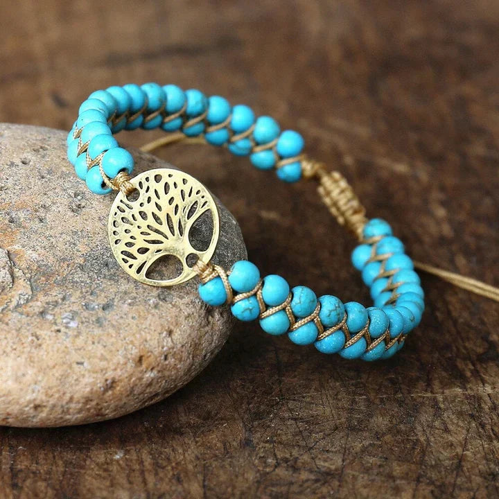 Handcrafted Tree of Life Bracelet with Turquoise Stone – A Touch of Nature and Elegance