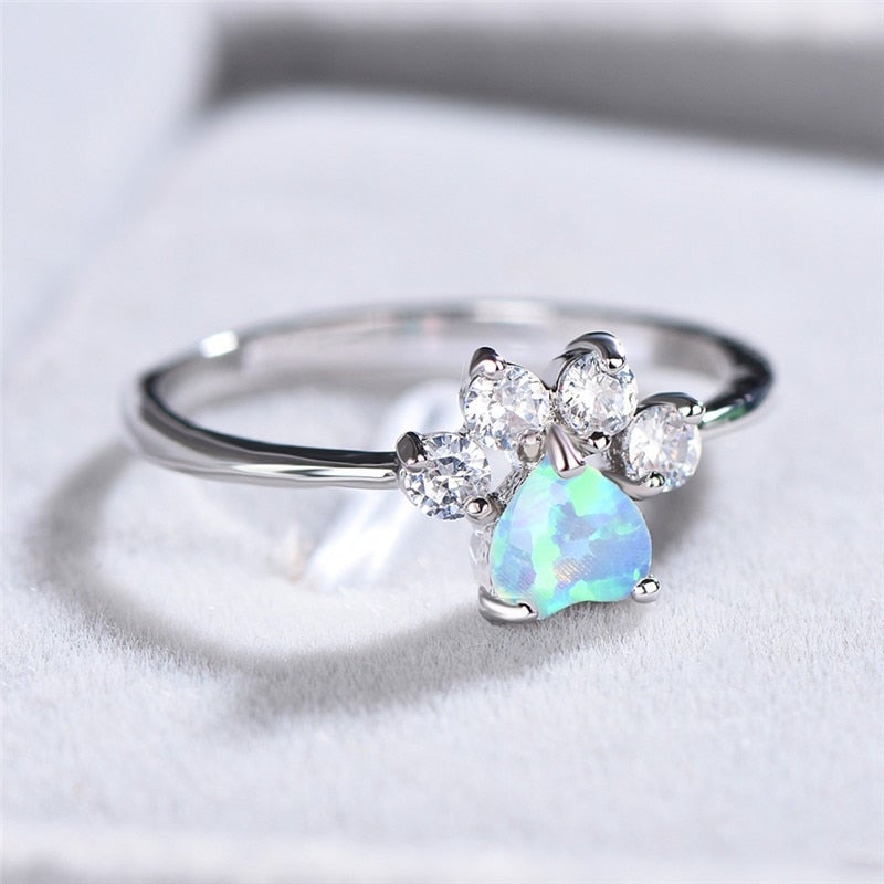 Elegant opal ring with sparkling zirconia jewelry