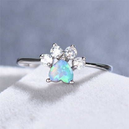 Elegant opal ring with sparkling zirconia jewelry