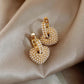 Elegant Gold Pearl Heart Earrings