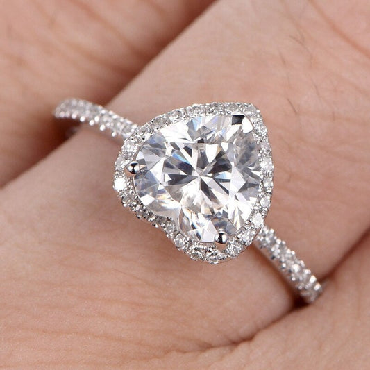 Sparkling Heart Ring with Fine Zirconia Stones